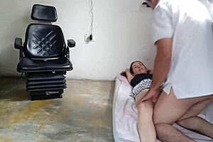 Latina wife rides on balcony while husband works