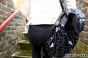 Czech slut flashes in public, sucks cock, and gets drilled hard outdoors