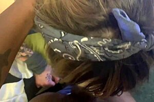 tattoo slut sucks upside down