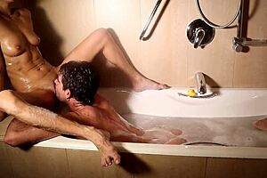 Sliding deep into my hot roommate in the steamy tub.