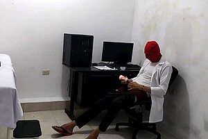 Perverted doctor masturbates after treating cute young latina patient in roleplay