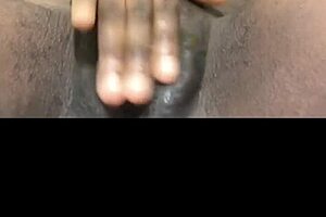 i'm touching my huge wet black pussy alone.