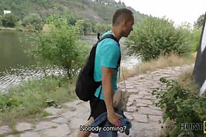 Cute Czech wife Liliane allows stranger to fuck her publicly for cash in amateur couple scene