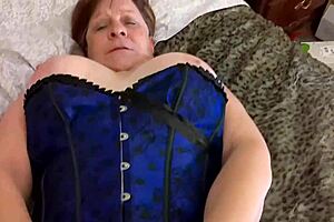 Granny Carmen’s wild vibrator orgasm shocks in lingerie scene