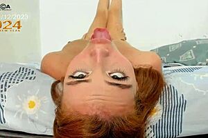 full sloppy hard- big cum face on cute latina