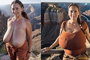 ヌードハイカーのお母さんが野外で探検