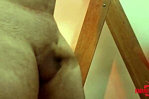 Solo footage of a perverted slave getting footjob from his mistress at home