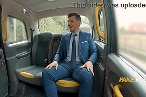 Taxi ride turns wild with outdoor cowgirl fucking in public car