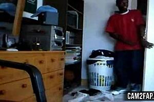 young horny ebony teen rips clothes for striptease, showing free pussy!