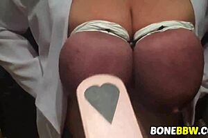 in the garage, tied big bbw tits get punished roughly