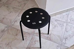 ansima rubs on stool, strips slowly, cums hard on big italian cock