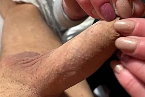 Foreskin play and handjob with post cum fun