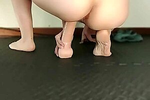 Petite asian girlfriend masturbates in see-through outfit at home