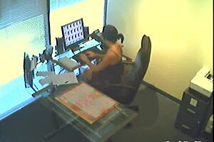 Office slut busted while fingering herself at work today