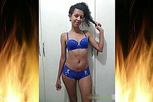 Check out this beautiful brunette in blue lingerie in trailer 01