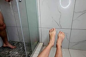 sexy young 18+ milf teases my cock with bare feet and toes