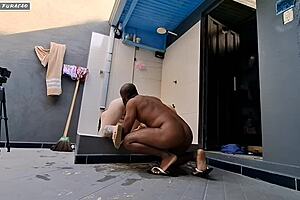 Two young lesbians take big black cock in ass 😍