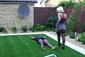 Loz Lorrimar enjoys bareback garden fucking with the neighbor's big black cock