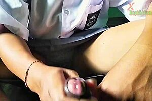 Quick Indo handjob rush before school starts late