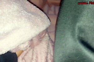 When stepsister watches porn, her pussy gets wet, she jerks off and begs to fuck until she cums 😏