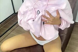 Naughty Petite Teen Masturbates Solo with Pretty Pussy Stamp