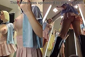 Yo, caught a juicy pussy on hidden cam in dressing room!