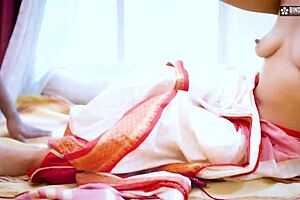 Two desi dudes share hot foreigner girl in threesome action