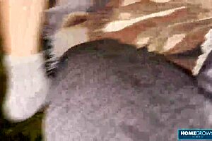 scarlet taylor and busty ebony juliana casually share cocks in quick 4some blowjob session