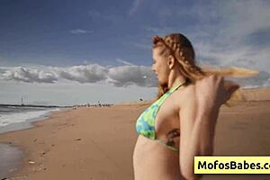 sahara skye, that naughty teen, sucks her friend's dick at the beach, revealing her boobs
