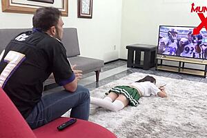 She Fucks Her Friend's Stepfather When He Comes Back from Training