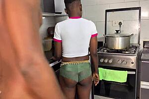 Sexy girl having the hardest sex and getting kitchen orgasm