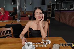 Hunter Found Petite Babe Ara Mix In Cafe And Showed Her Something In Toilet