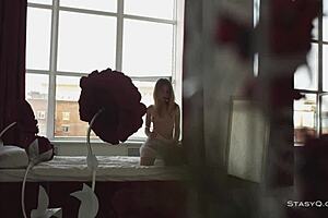 Sexy Russian babes tease with big tits.