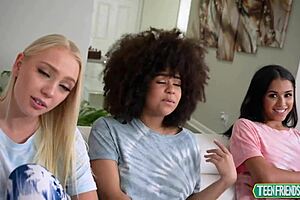 Pornstars Braylin Bailey, Camila Cortez, Nina Diaz in slumber party