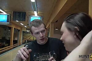 lucky fucker sets up wild pickup at bowling alley