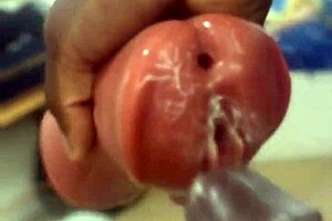 yo, watch this huge black dick cream a throat toy
