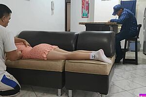 milf bride gets naughty massage from husband's friend