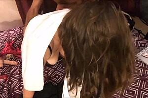 Look At This Sexy French Slut In Satin Dress And Lingerie Getting Massaged And Doggy Styled!