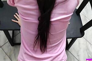 craving a huge cock, my hot japanese sister-in-law teases with carrot in her butt!