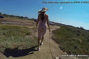 flashing naked under transparent dress