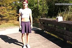 Cute 18-year-old girl boldly does her first porn interview with dildos