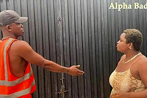 The beautiful wife gives a deepthroat blowjob to the contractor in this homemade video.