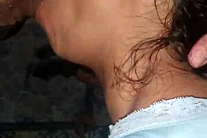 Sexy Brunette Latina Gives Blowjob To Delivery Boy