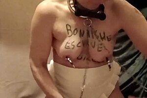 the maid in little apron gets humiliated as a slave