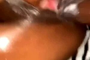 She creamed all over my big oiled cock during missionary sex.