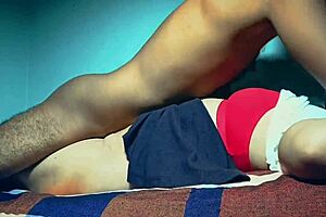 Cute desi girlfriend gets hard blowjob then intense fucking from her lover