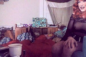 sexy red headed tranny ms head swallows her 8 vibrating dildo 😍