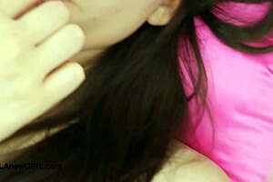 Alluring Brunette Reveals Her Stunning Petite Figure On Sofa