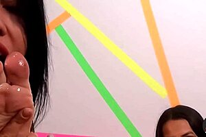 Brazilian women showcase their feet in lingerie.