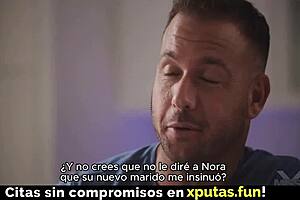 Does the cute busty girl enjoy fucking the Spanish sub?